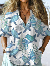 Chemise décontractée Sea Turtle Print Femme